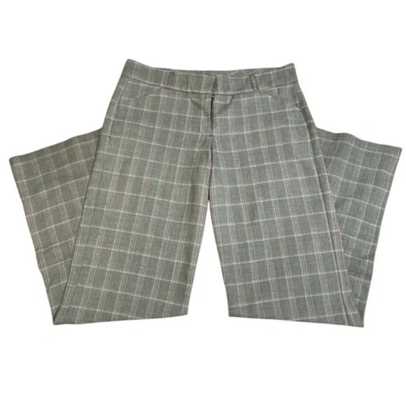 Wide Leg Plaid Pants - Grey and Pink - Picture 1 of 6